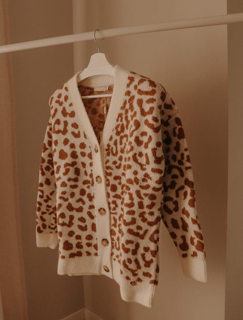 Scusi leopard print knitted jacket