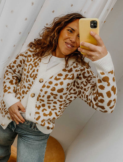 Scusi leopard print knitted jacket