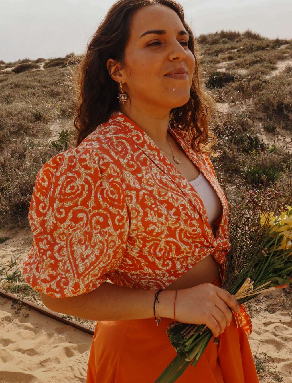 Camisa curta com nó Veneza