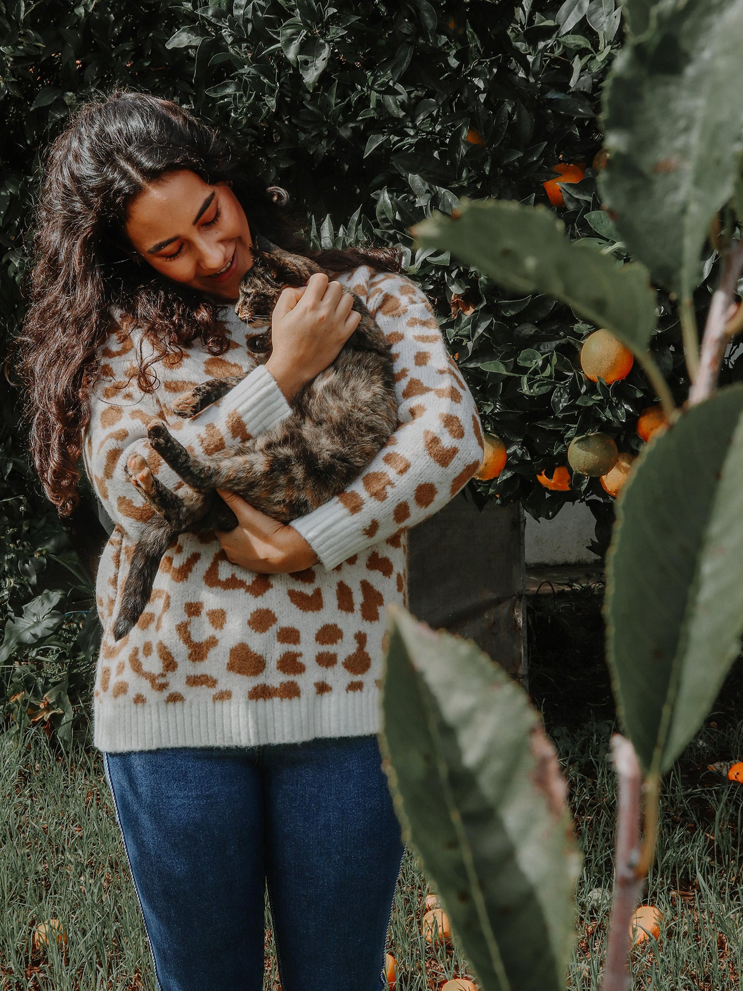 Camisola em malha leopard print