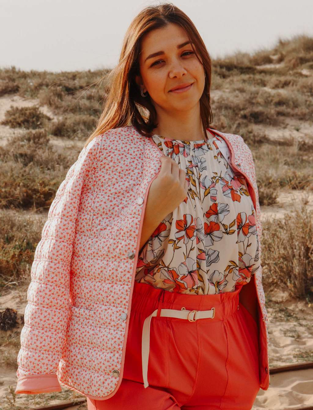 Parka acolchoada curta reversível