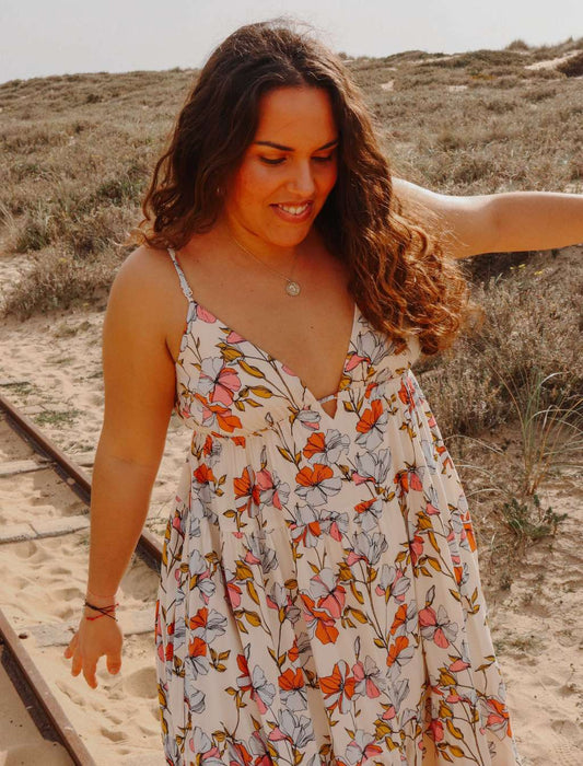 Vestido largo de tirantes finos estampado